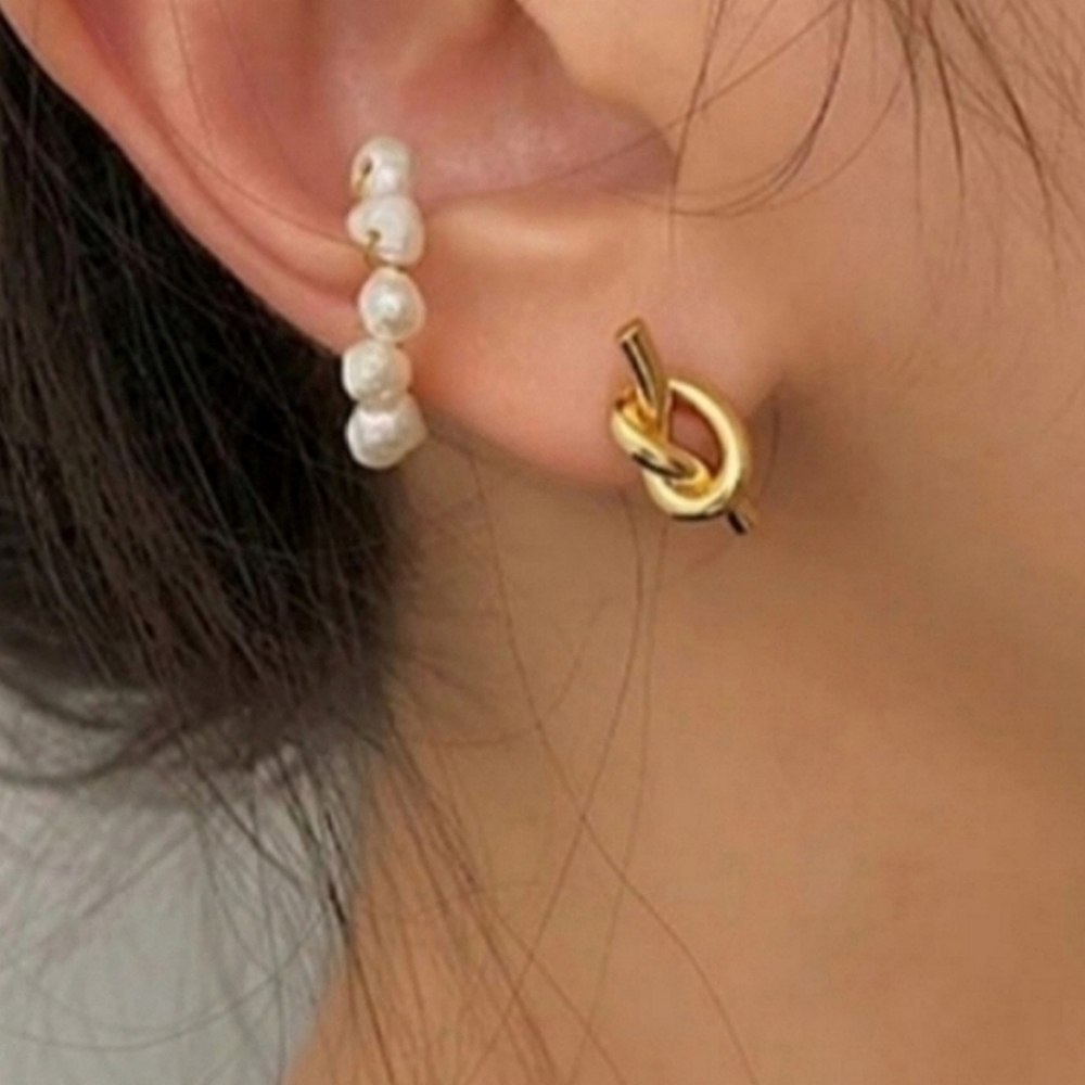 Forget Me Not Knot Stainless Steel Earrings - Gold